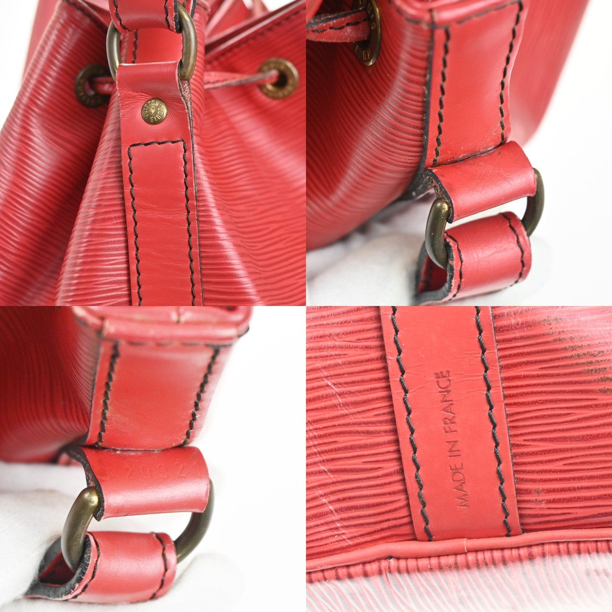 LOUIS VUITTON Petit Noe Drawstring Shoulder Bag Epi Leather Red M44107 37KC770