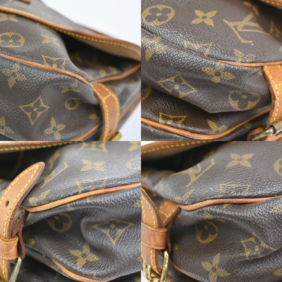 LOUIS VUITTON Logo Saumur 30 Shoulder Bag Monogram Leather Brown M42256 34CA957