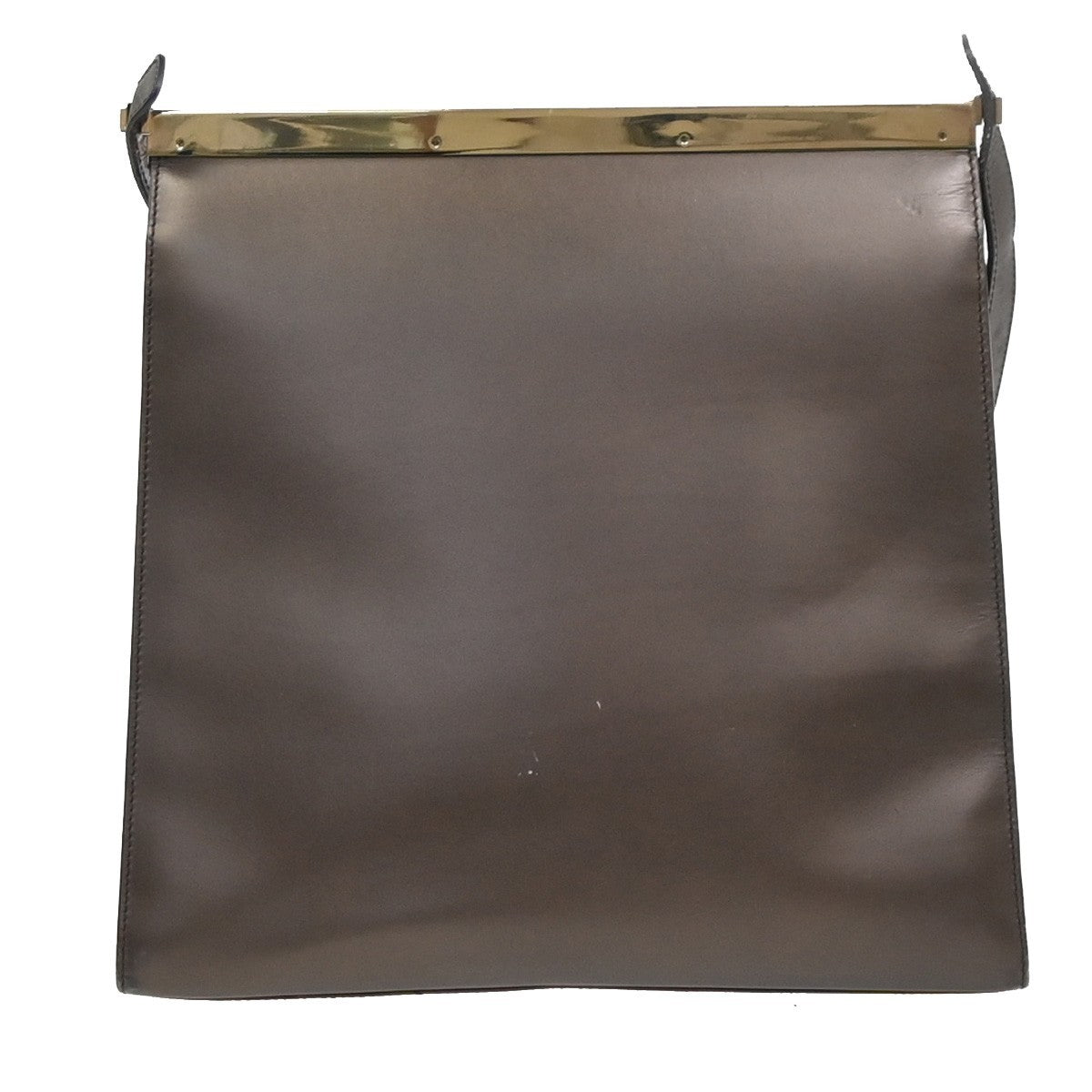 GUCCI Logo Shoulder Hand Bag Leather 001 2058 Brown GHW Italy 62YH897