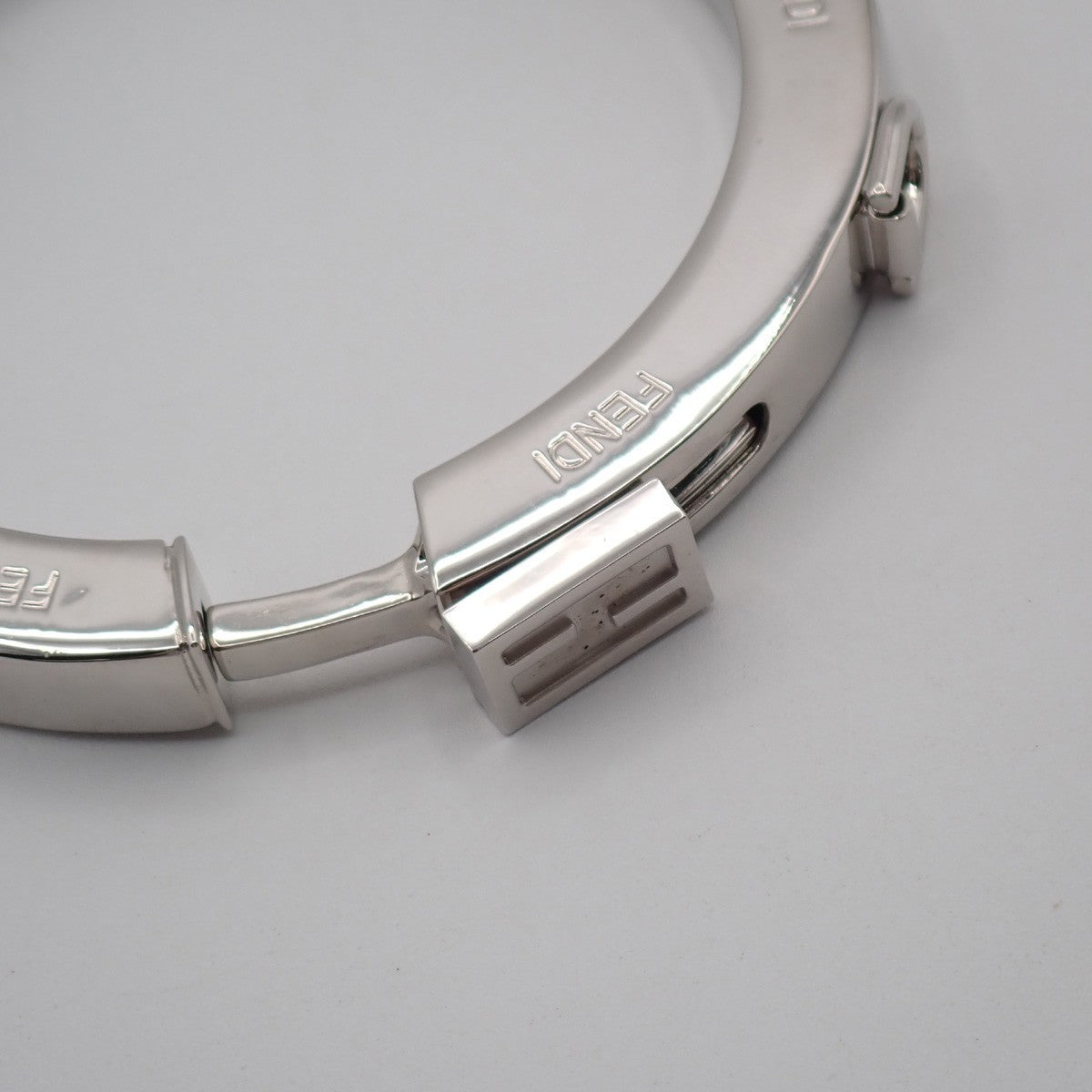 FENDI Zucca Logo Bag Charm Key Ring Silver Plated 02KP242