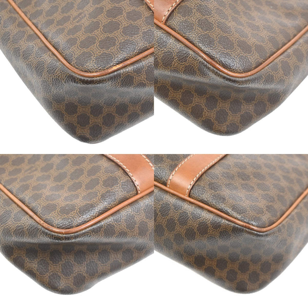 CELINE 2 Set Macadam Pattern Shoulder Bag PVC Leather Brown GHW 02TA450