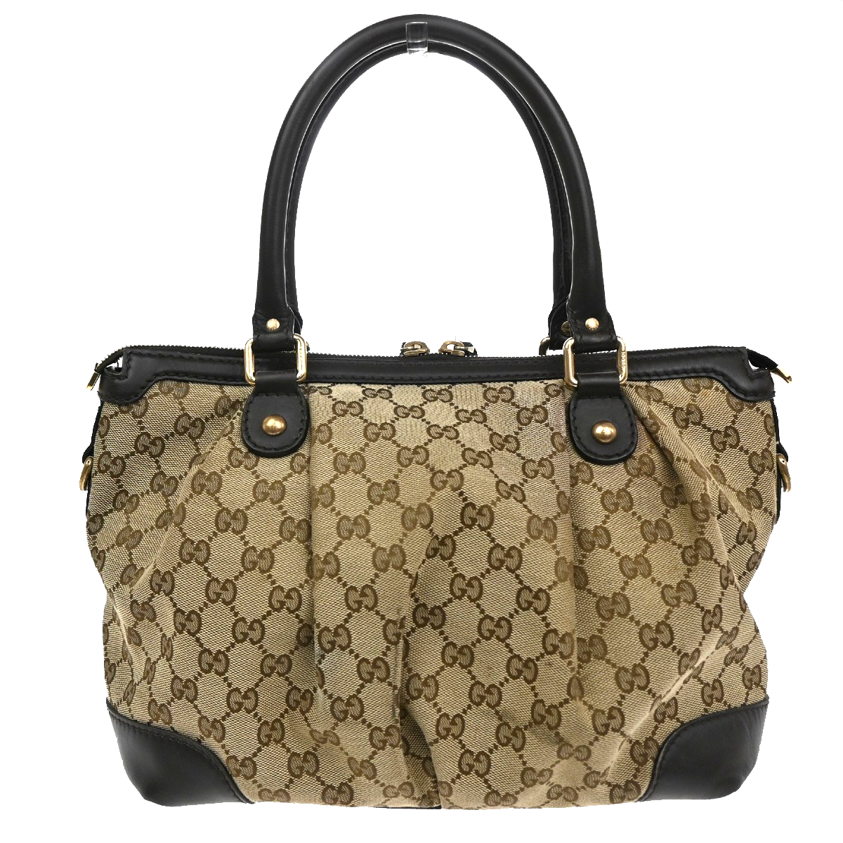 Gucci GG Logo Sukey Tote Hand bag Canvas leather Brown GHW Italy 88CA381