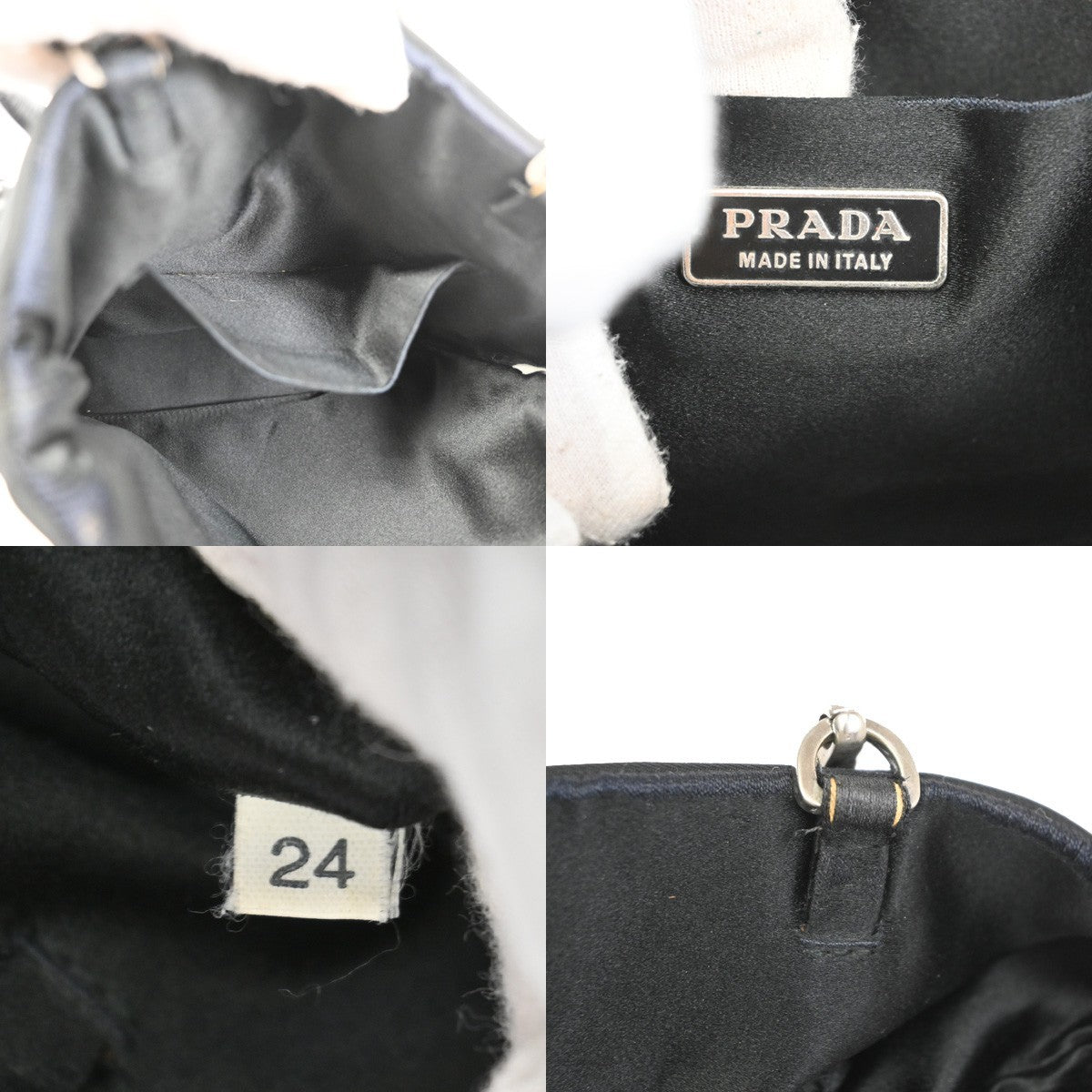 PRADA MILANO Logo Mini Hand Bag Leather Nylon Black SHW Italy 02TA689