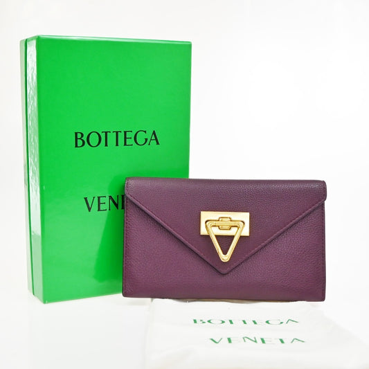 BOTTEGA VENETA Saint Germain Triangle Flap Long Wallet Leather Purple 65CA845