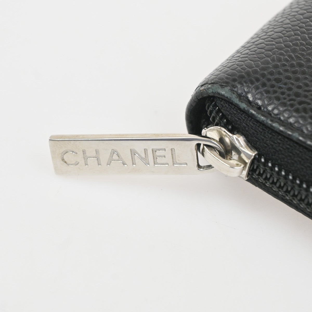 CHANEL CC Logo Zip Around Long Wallet Grained Calfskin Leather Black SHW 70RL612