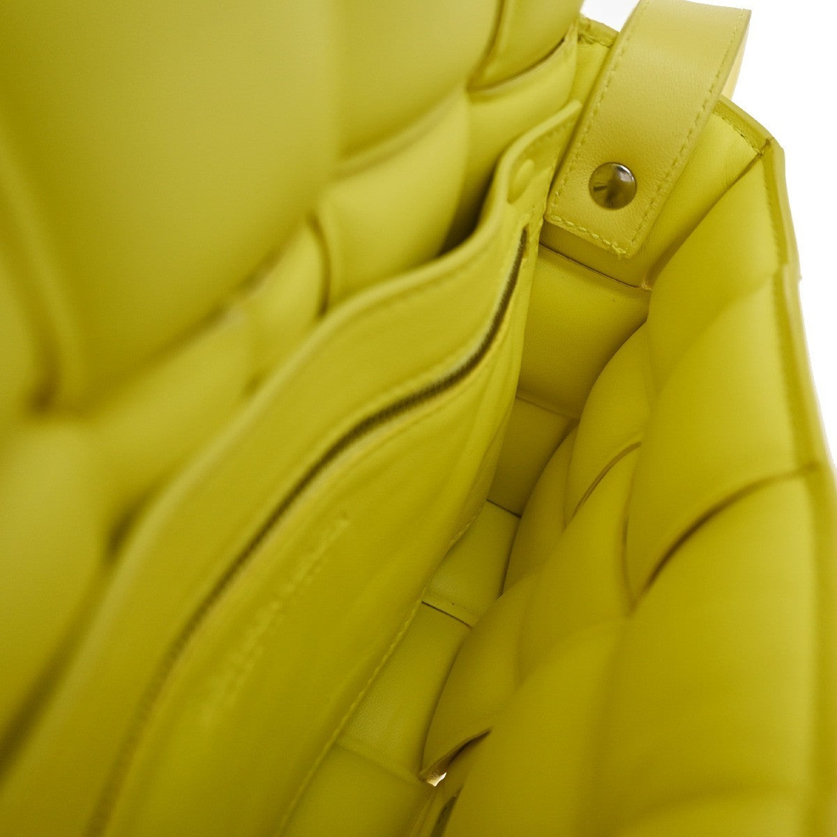 BOTTEGA VENETA Logo Padded Cassette Mini Shoulder Bag Leather Yellow 52RQ096