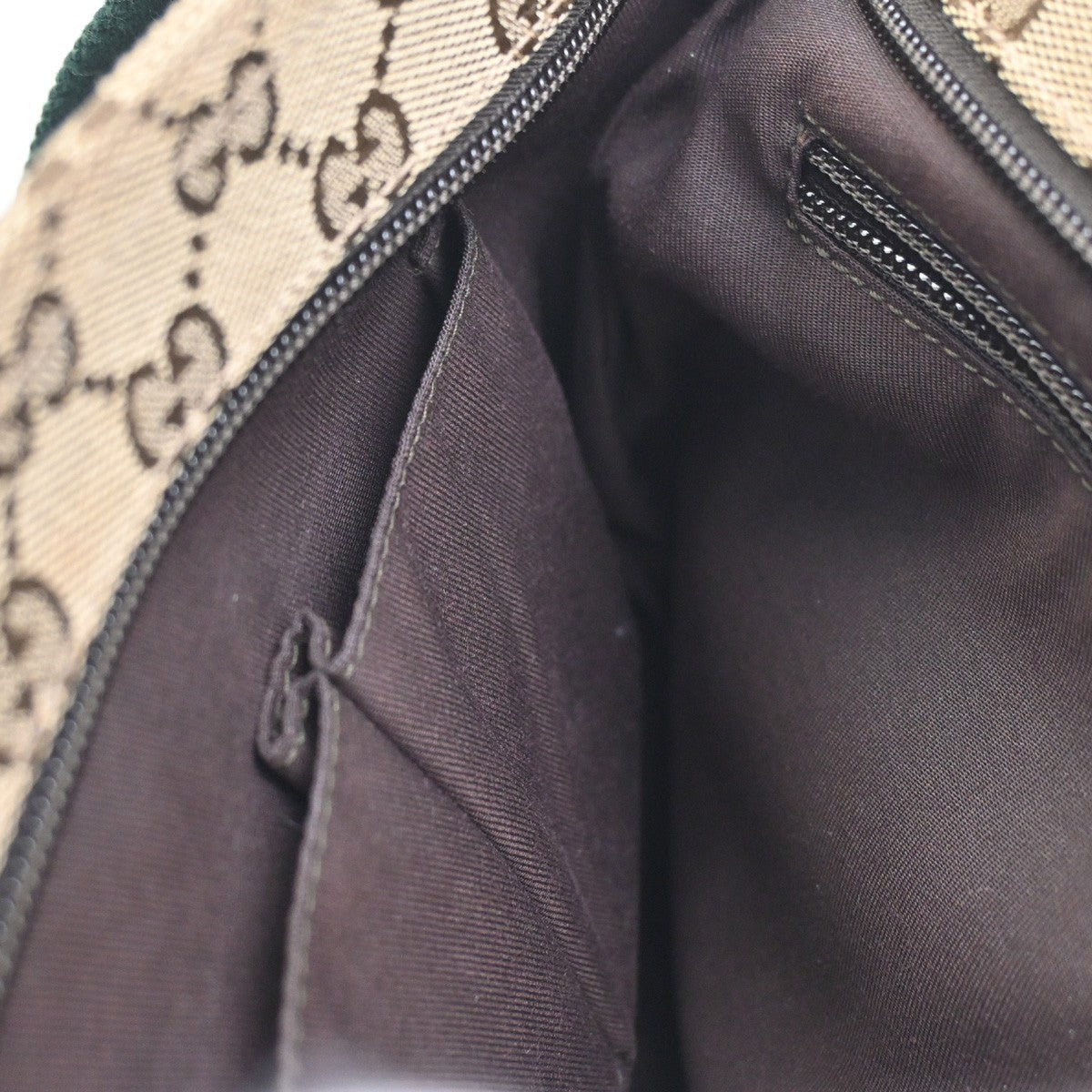 GUCCI Logo GG Pattern Web Messenger Bag Canvas Leather Brown SHW Italy 76KC193
