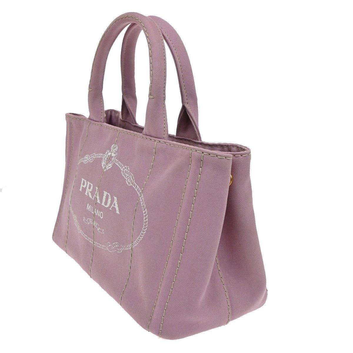 PRADA Logo CANAPA  Hand Tote Bag Canvas Lether Pink GHW Italy 76MA012