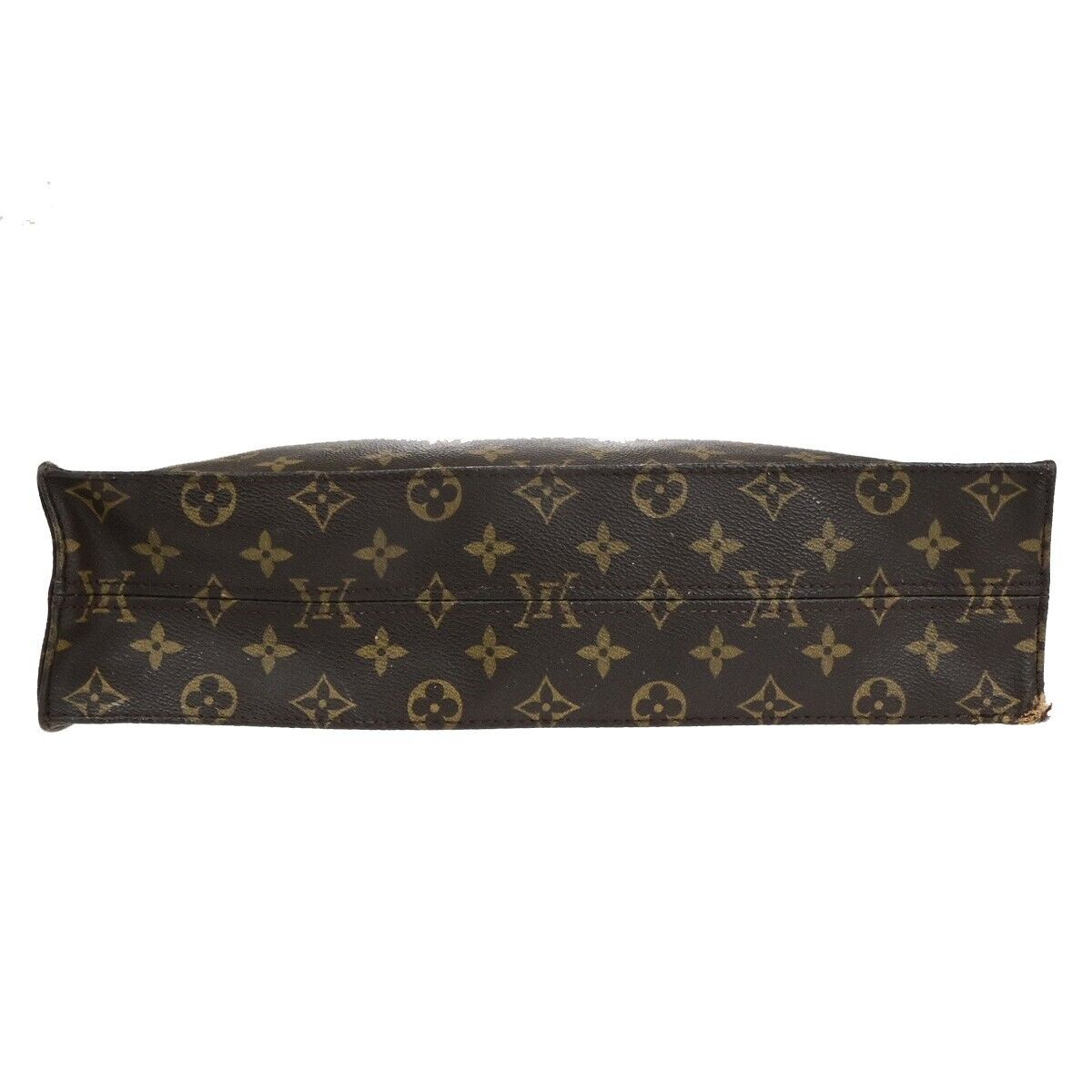 LOUIS VUITTON Logo Sac Plat Hand Tote Bag Monogram Leather Brown M51140 62ED401