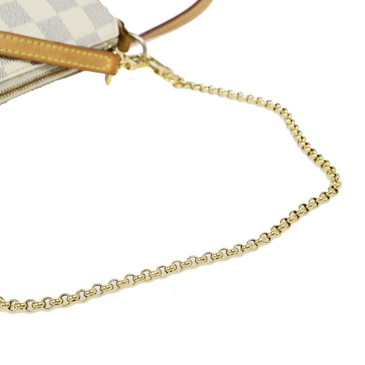 LOUIS VUITTON Eva Chain Shoulder Bag Damier Azur Leather White N55214 27FA678