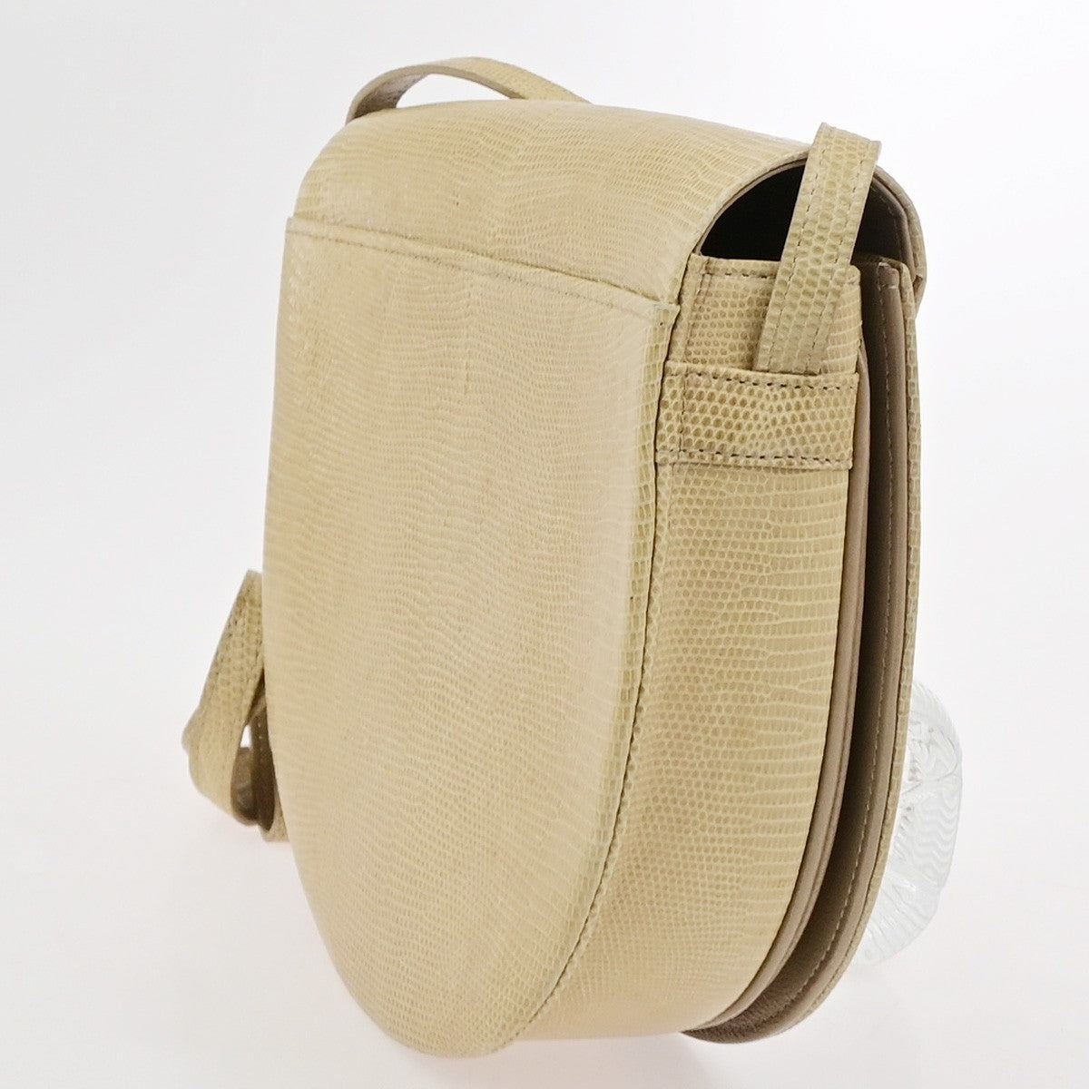 YVES SAINT LAURENT YSL Logo Mini Shoulder Bag Embossing Leather Beige 80YJ272
