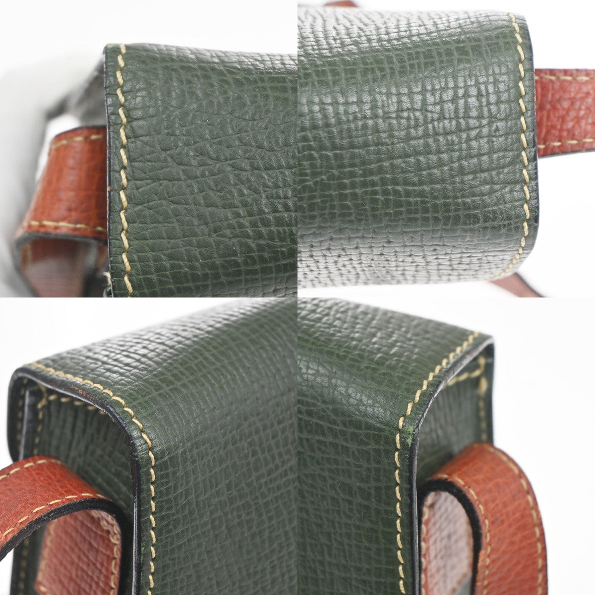 LOEWE Logo Barcelona Bicolor Shoulder Bag Leather Green Brown Italy 87KC777