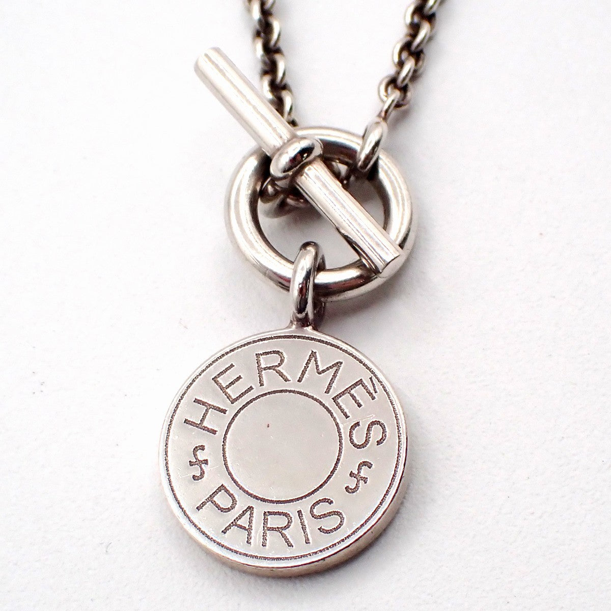 HERMES Amulettes Ex-Libris Pendant Necklace Sellier Silver 925 Italy 77LC635