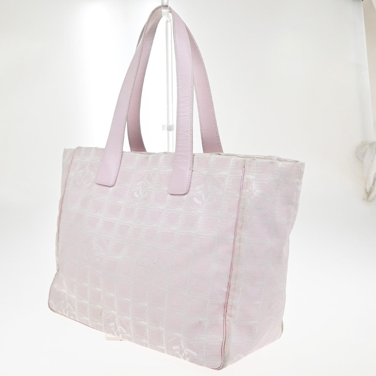 CHANEL CC Logo New Travel Line Shoulder Bag Nylon Leather Pink Italy 30EG405