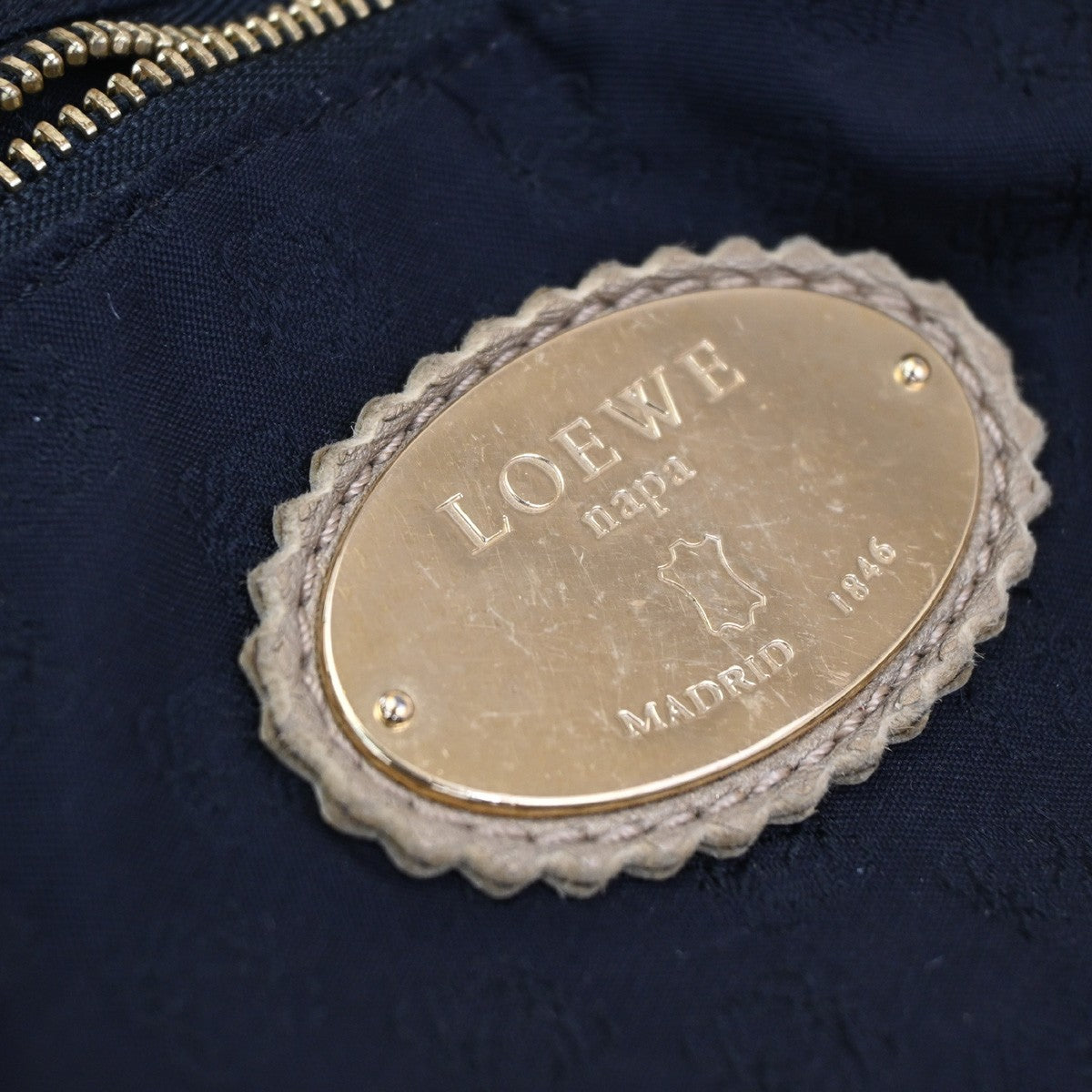 LOEWE Anagram Logo Nappa Aire Hand Bag Leather Beige GHW Spain 34KC278