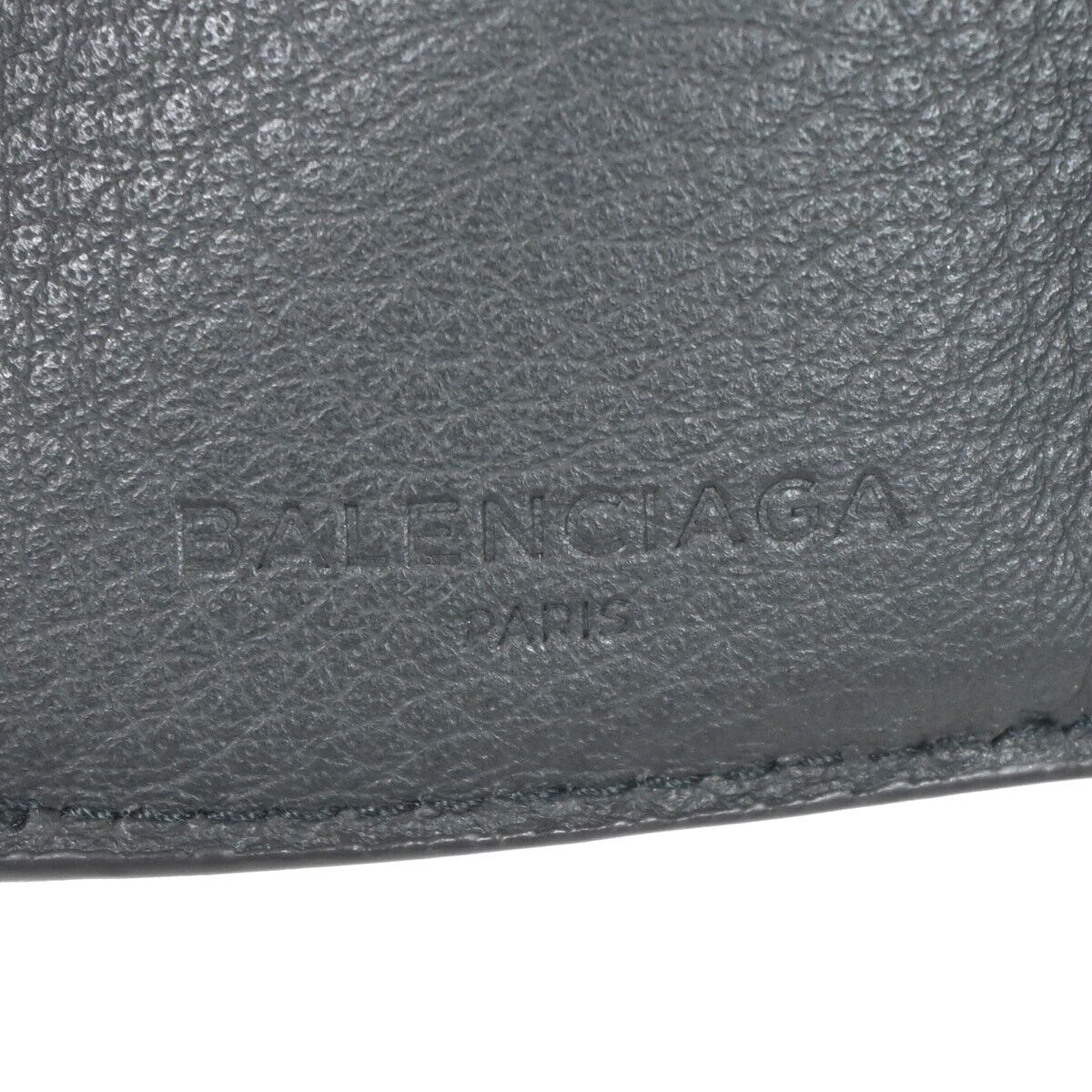 BALENCIAGA Logo Paper Mini Trifold Wallet Purse Leather Gray SHW Italy 67HB259