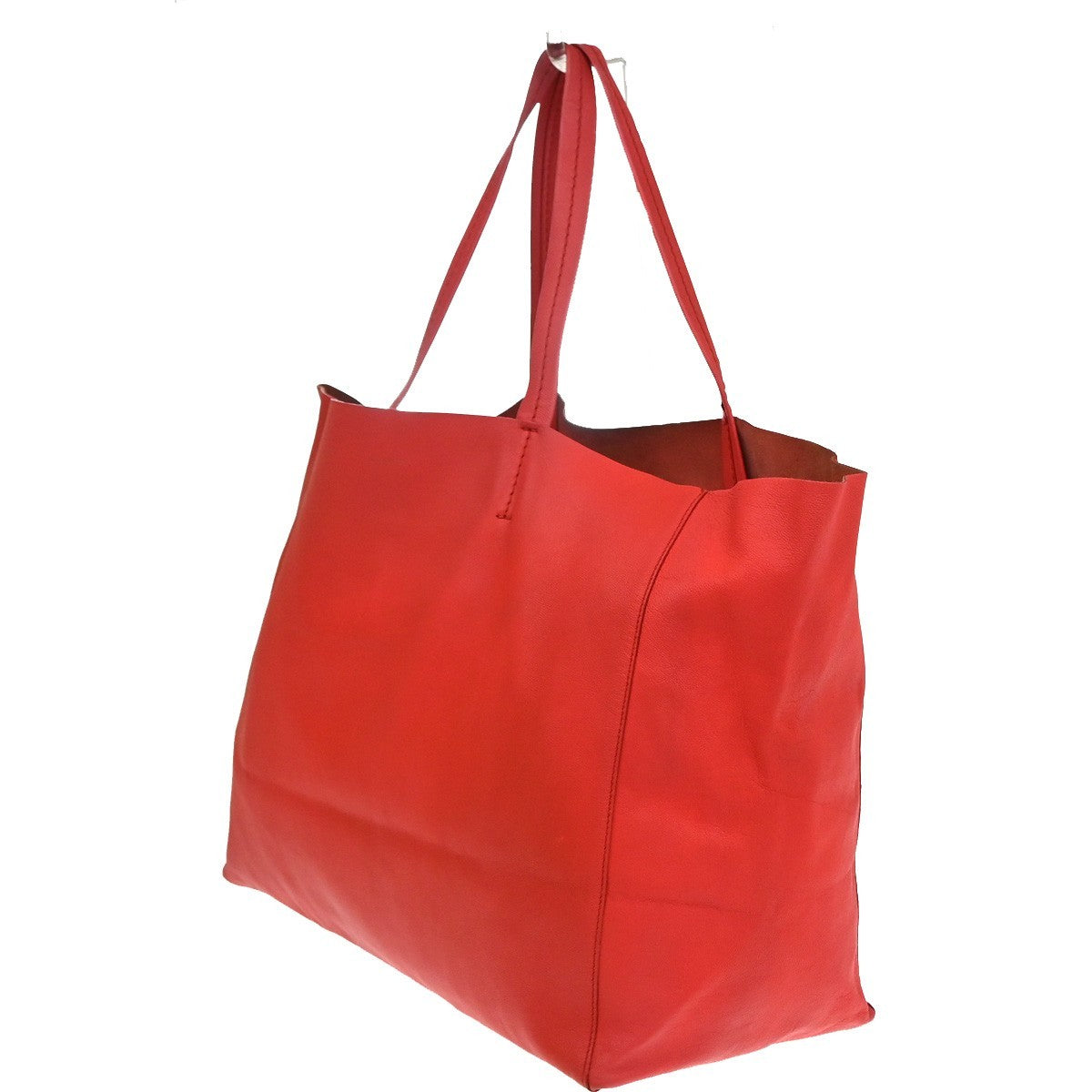 CELINE Logo Horizontal Cabas Shoulder Tote Bag Leather Red GHW Italy 86YJ106
