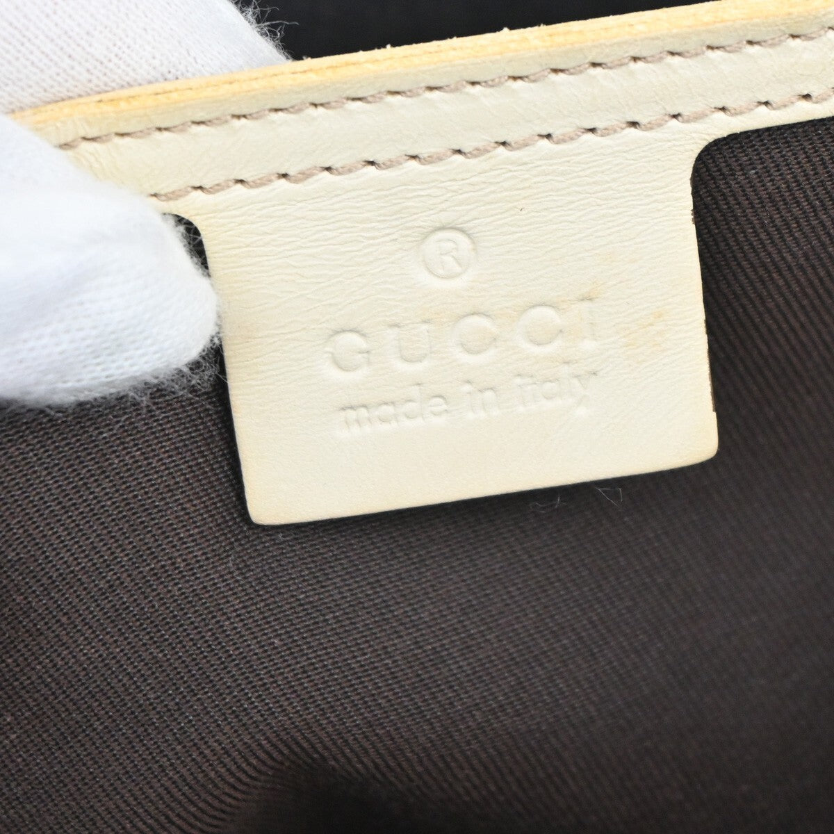 GUCCI Logo GG Pattern Shoulder Tote Bag Supreme Leather Brown White 38EE249