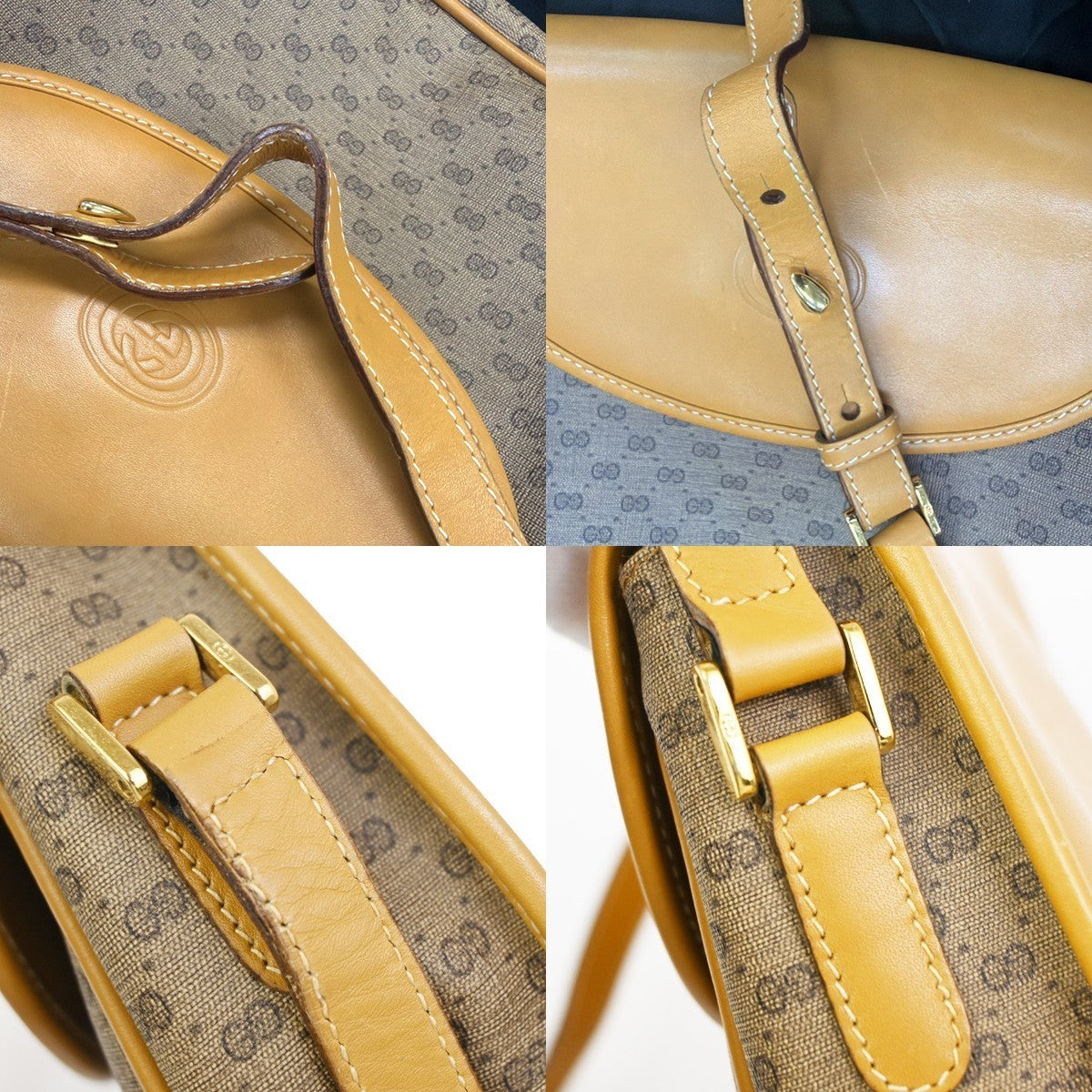 GUCCI Logo Micro GG Pattern Mini Shoulder Bag PVC Leather Brown GHW Itay 69YJ034