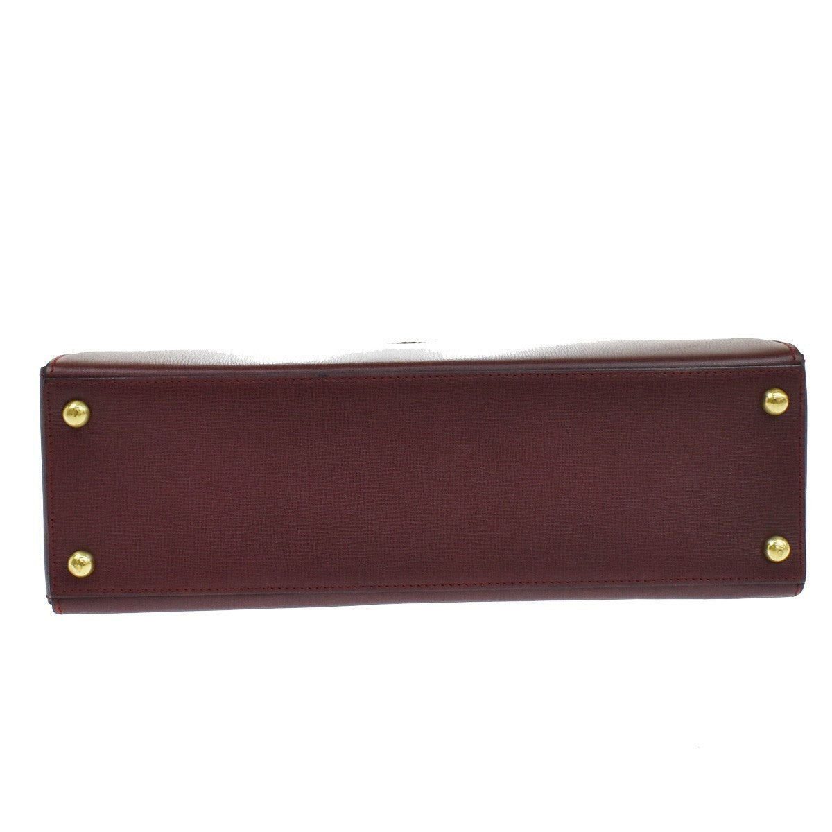 CARTIER 2C Logos Hand Bag Leather Red Gold-Plated Made In Spain 78KB311