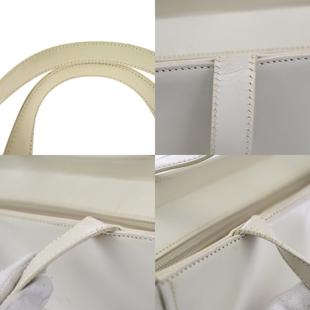LOEWE Logo Shoulder Tote Hand Bag Leather Beige GHW Spain 67MA550