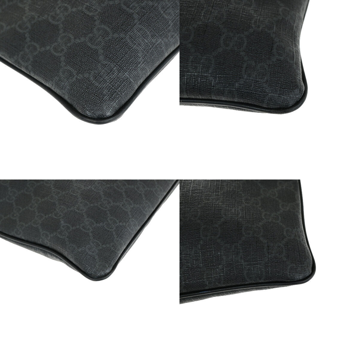 GUCCI Logo GG Pattern Crossbody Shoulder Bag PVC Leather Black Italy 10RK725