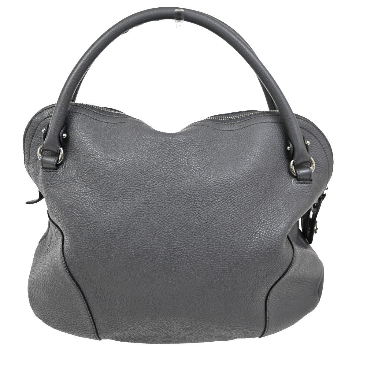 SALVATORE FERRAGAMO Logo Gancini Shoulder Hand Bag Leather Gray 67TA291