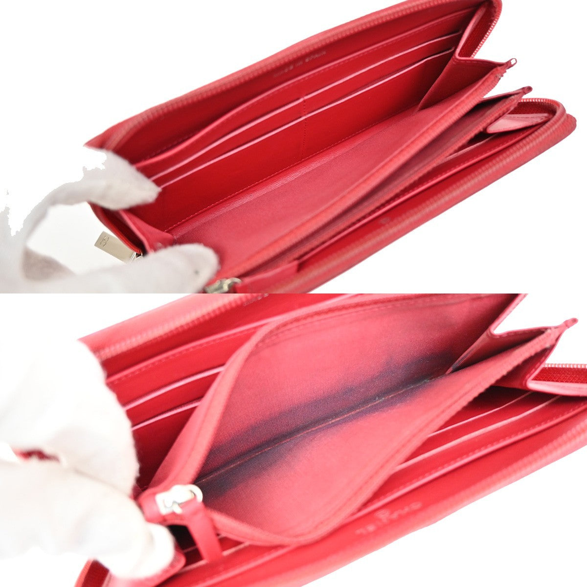 CHANEL CC Logo Zipper Around Wallet Grained Calfskin Leather Red SHW 35YH792