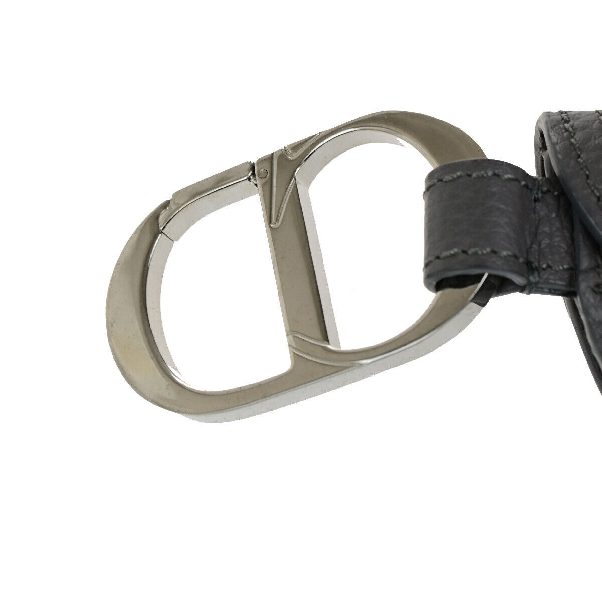 CHRISTIAN DIOR CD Logo Saddle Mini Pouch Bag Leather Gray SHW Italy 85RK755