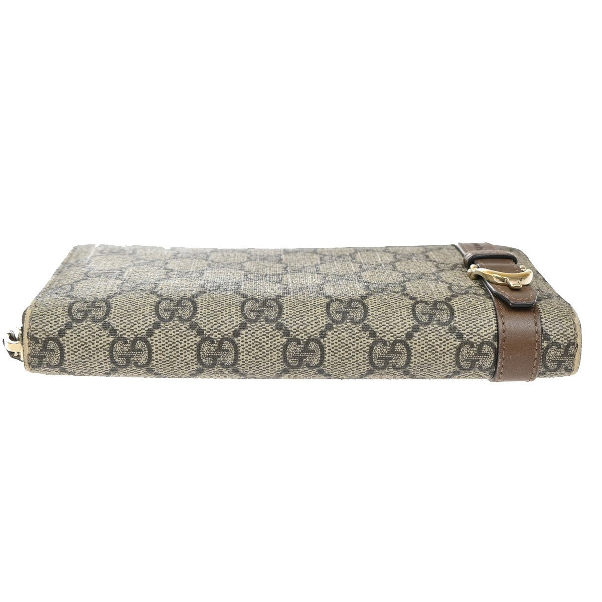GUCCI Logo Niece GG Pattern Zip Around Long Wallet Supreme Leather Brown 69EF795