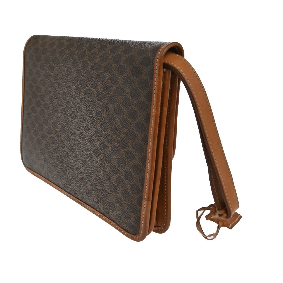 CELINE Logo Macadam Pattern Clutch Hand Bag PVC Leather Brown GHW Italy 60TA330
