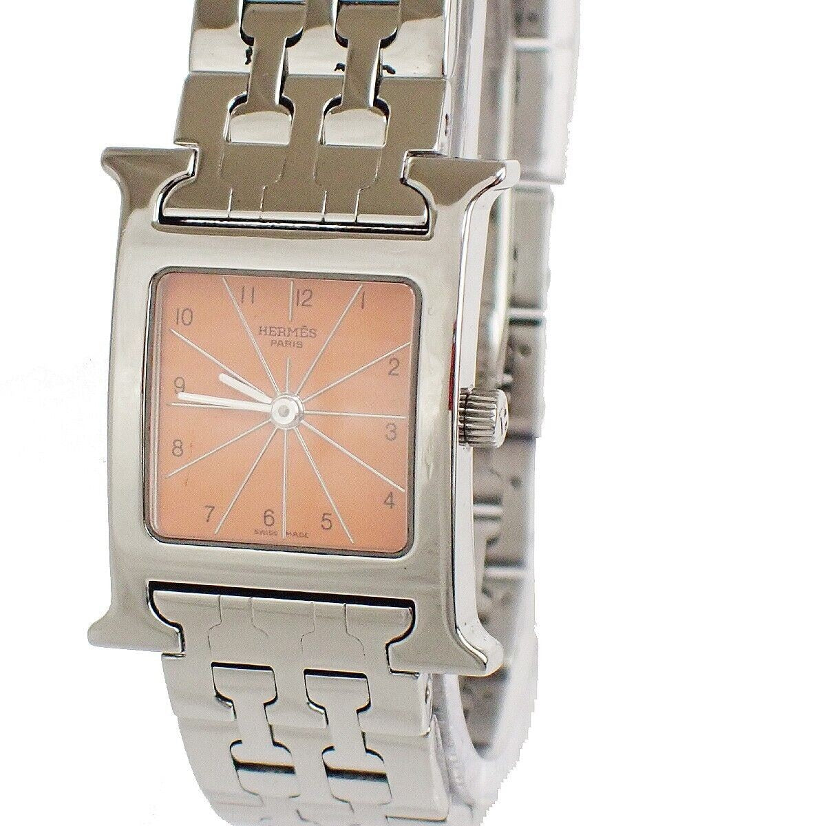 HERMES H Wrist Watch HH1.210 Quartz Stainless Steel Silver Orange 41LC293