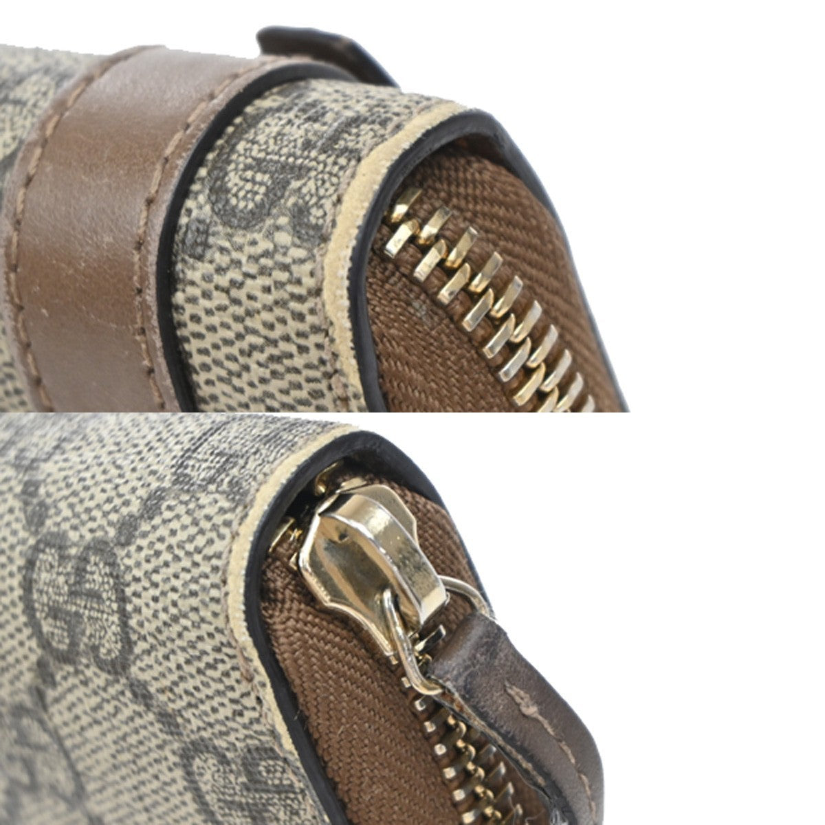 GUCCI Logo Niece GG Pattern Zip Around Long Wallet Supreme Leather Brown 69EF795