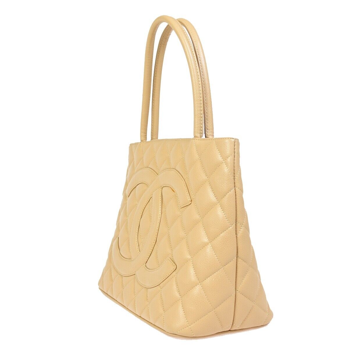 CHANEL CC Logo Medallion Shoulder Tote Bag Caviar Skin Leather BE GHW 611RJ846