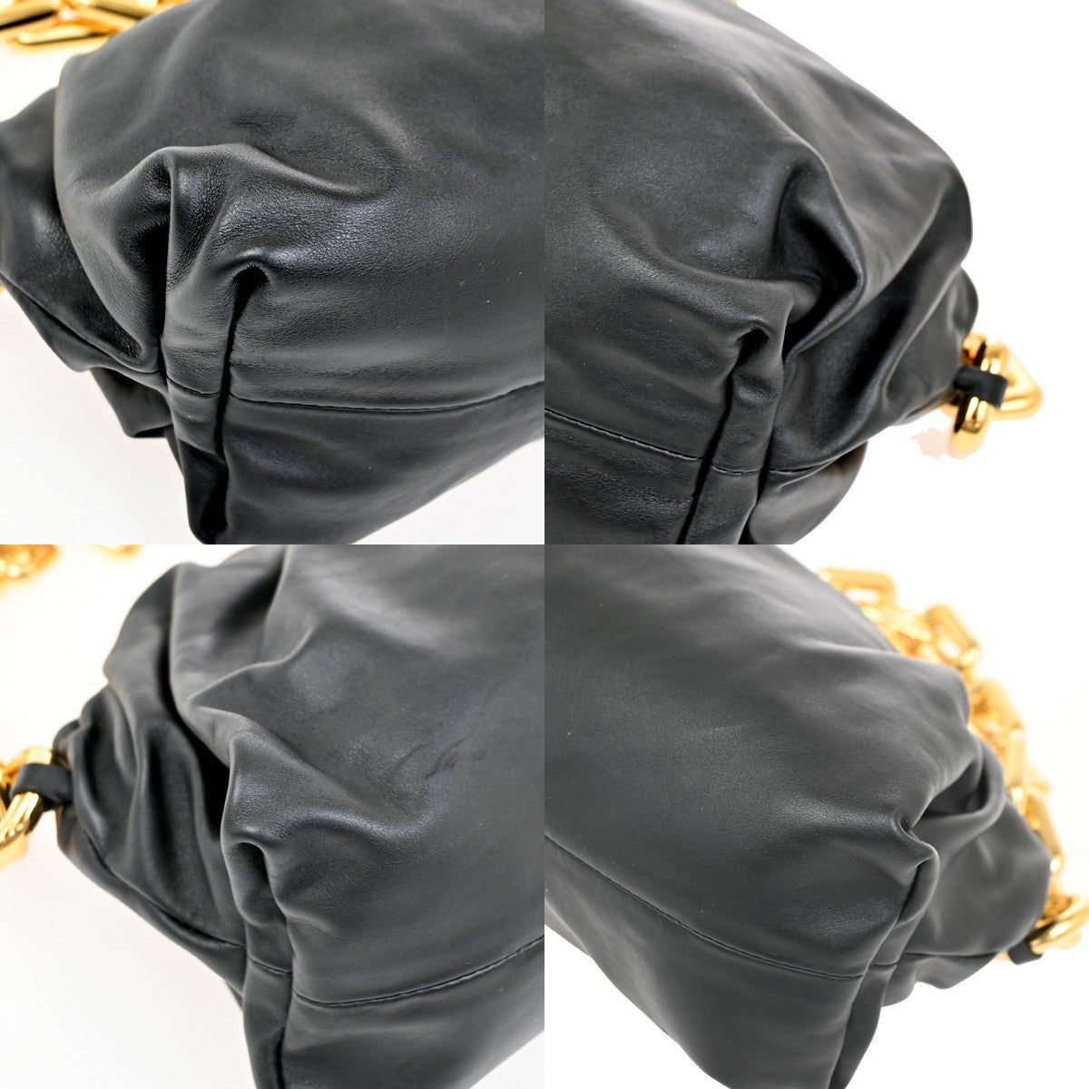 BOTTEGA VENETA The Chain Pouch Shoulder Bag Leather Black GHW Italy 50RL651