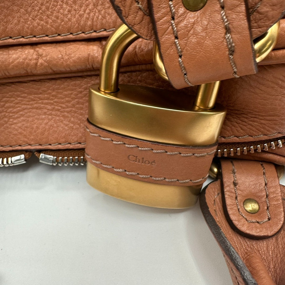 CHLOE Paddington Shoulder Hand Bag Leather Light Brown Italy GHW 59RL834