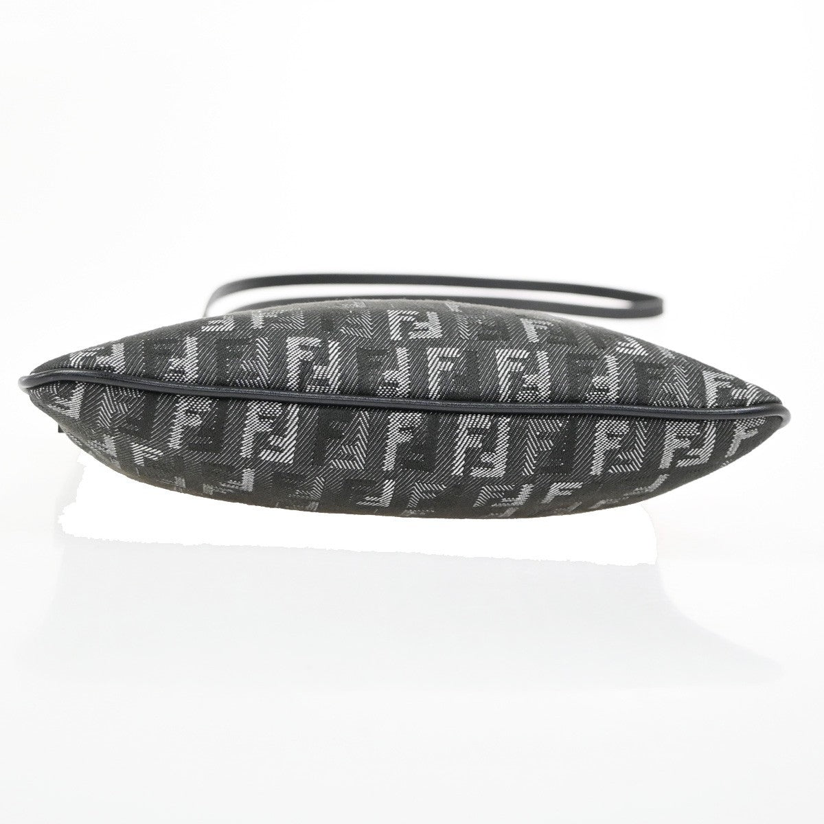 FENDI Logo Zucchino Mini Shoulder Bag Canvas Leather Black SHW Italy 79YH962