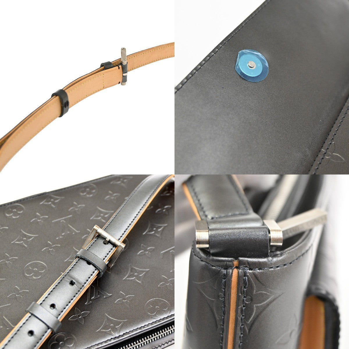 LOUIS VUITTON Alston Shoulder Bag Monogram Mat Leather Noir M55122 98TA397