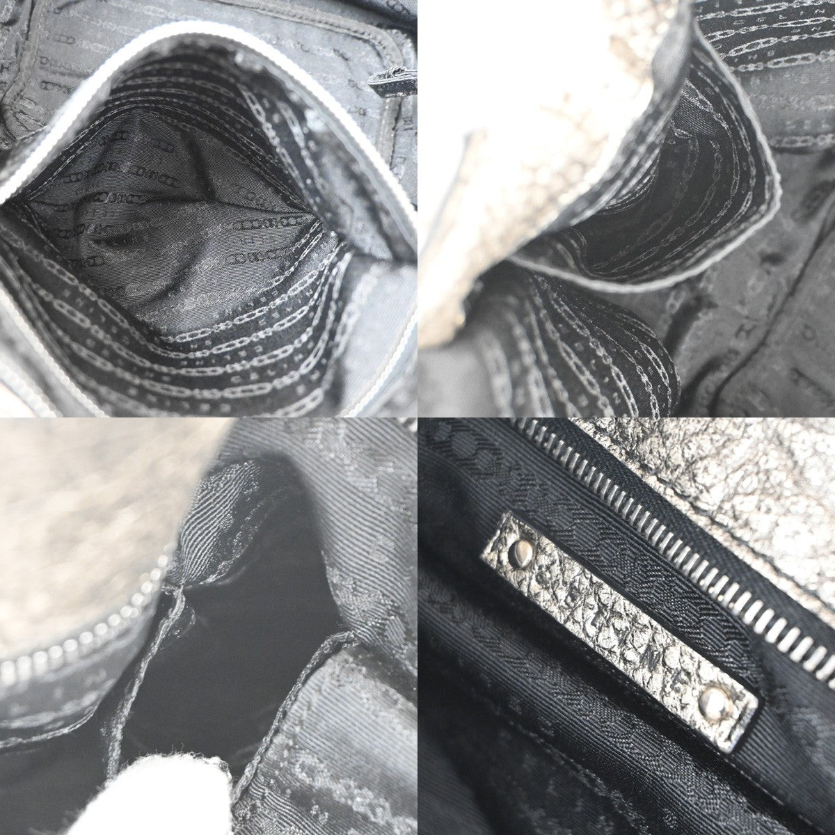 CELINE Bittersweet Shoulder Hobo Hand Bag Leather Metallic Gray SHW 34KD072