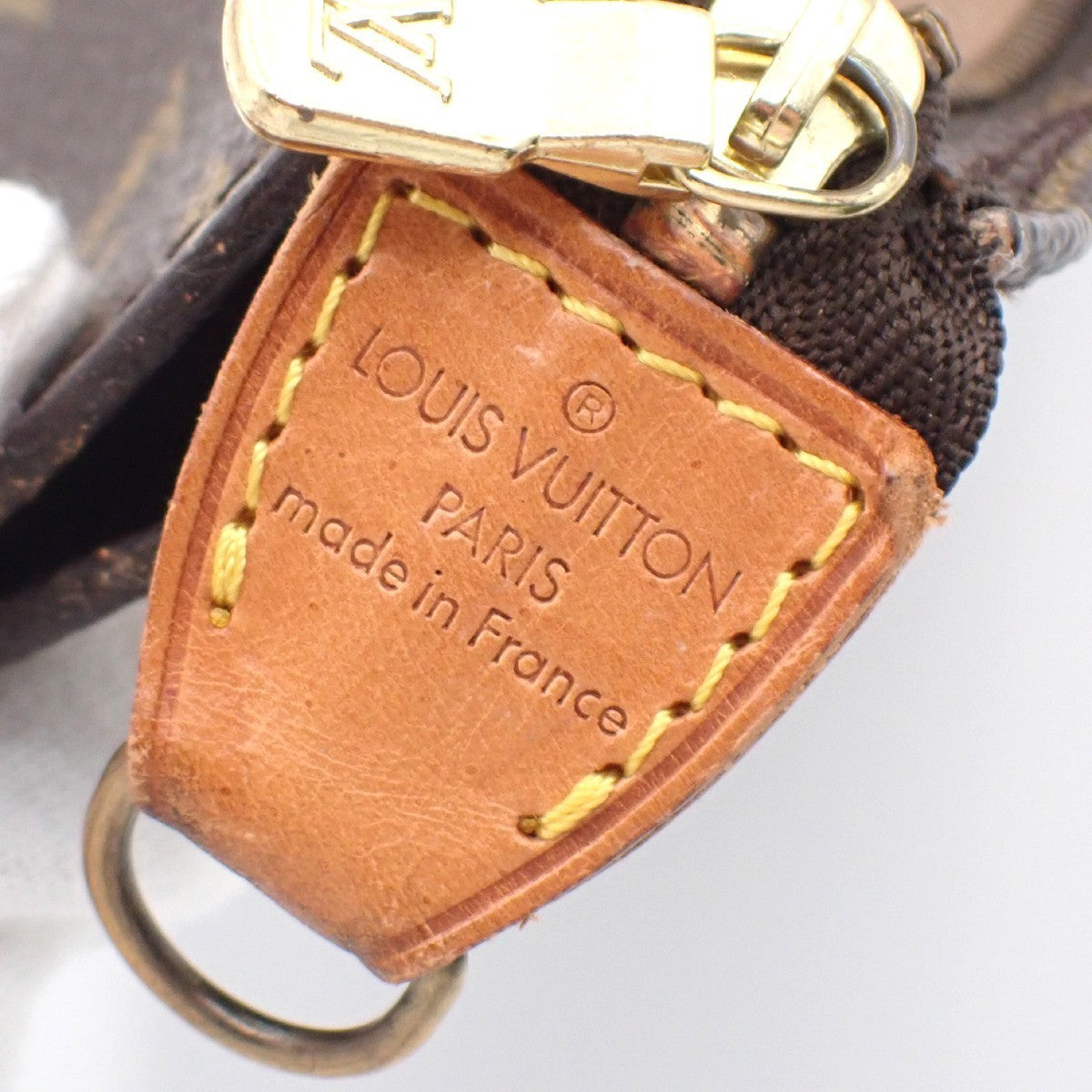 LOUIS VUITTON LV Logo Bucket GM Pouch Bag Monogram Leather Brown Gold 66KC145