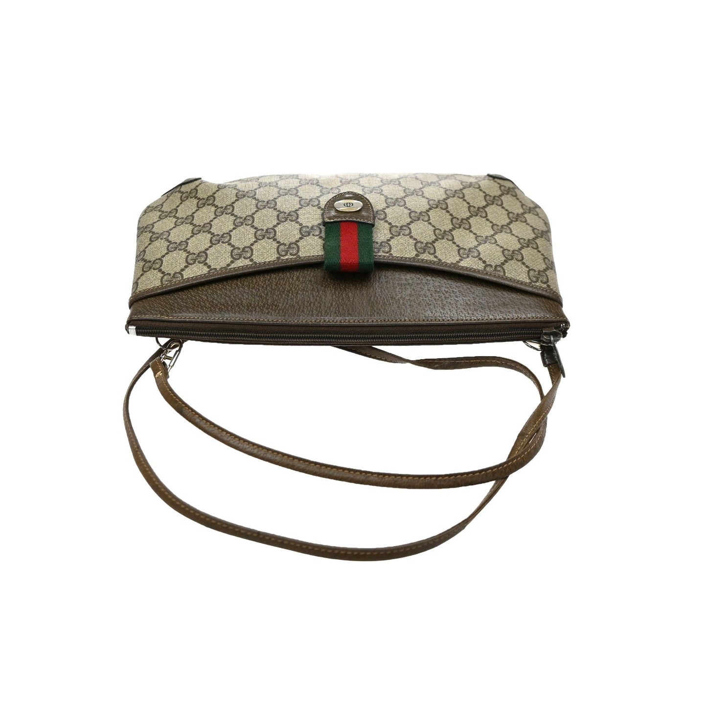 GUCCI Logo GG Pattern Sherry Shoulder Bag PVC Leather Brown Italy 61KD147