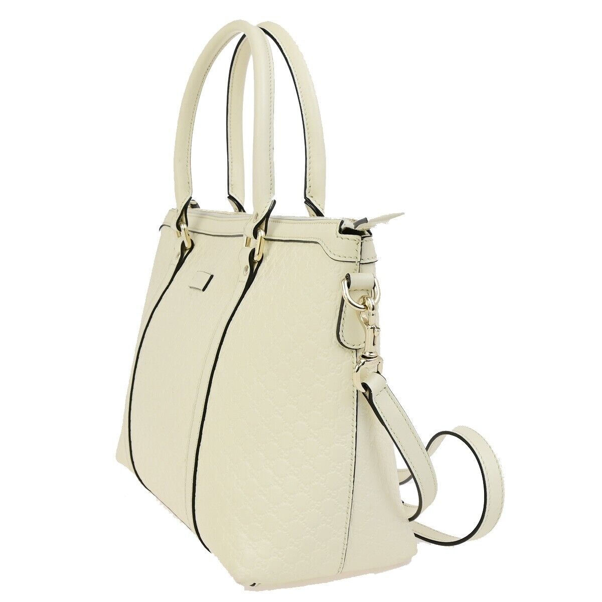 GUCCI Micro GG Guccissima 2Way Shoulder Hand Bag Leather White Italy 23ED010