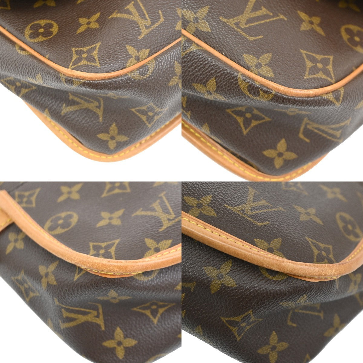 LOUIS VUITTON Logo Sologne Shoulder Bag Monogram Leather Brown M42250 92TA256
