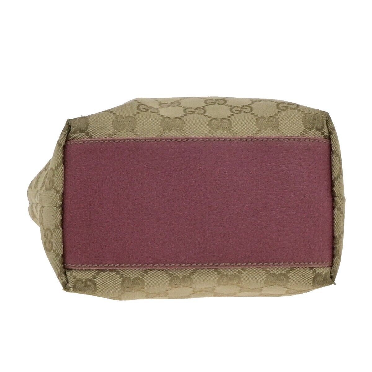 GUCCI Logo GG Pattern Shoulder Hand Bag Canvas Leather Brown Pink GHW 65EE117