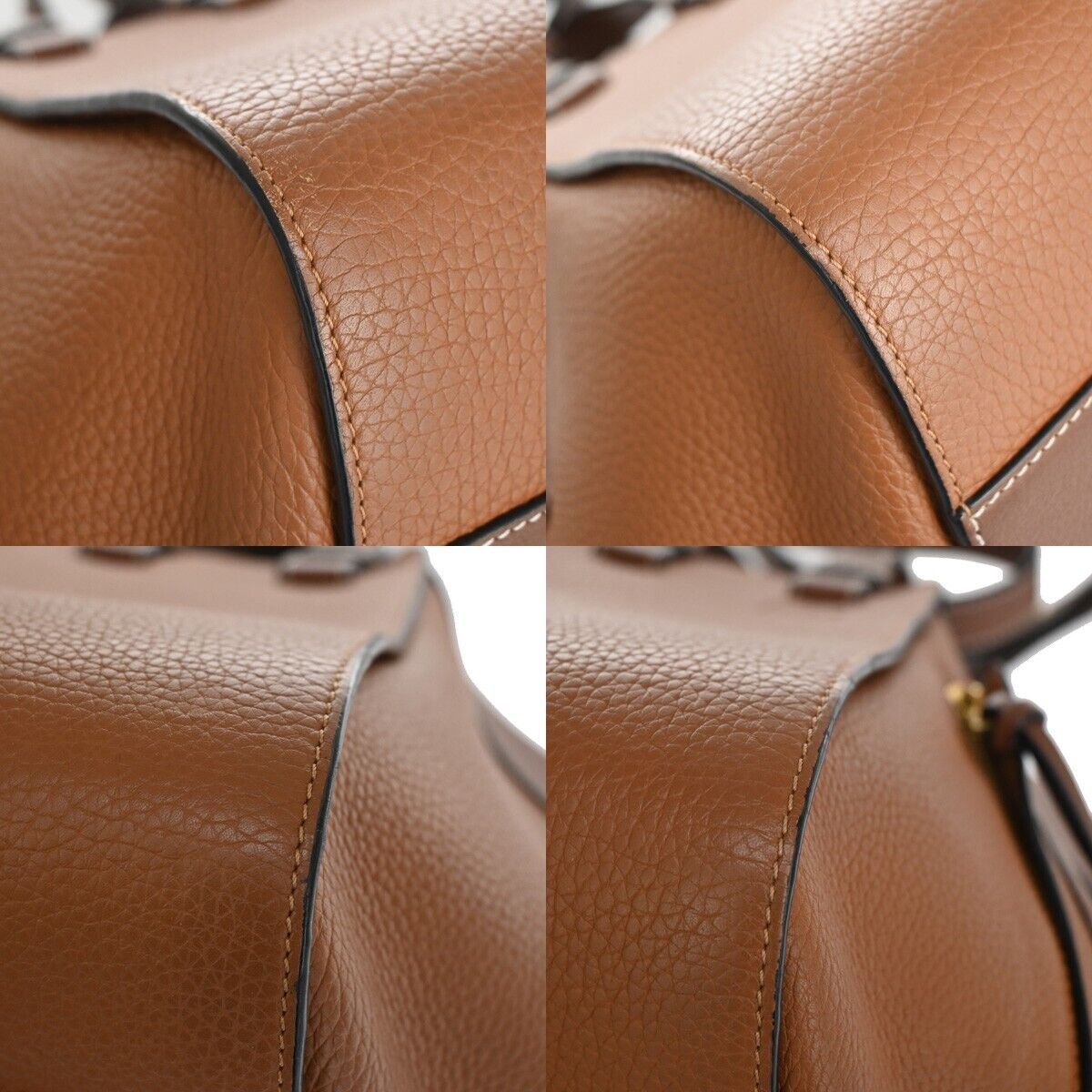 LOEWE Logo Hammock Small 2Way Shoulder Hand Bag Leather Brown Gold 636RJ395