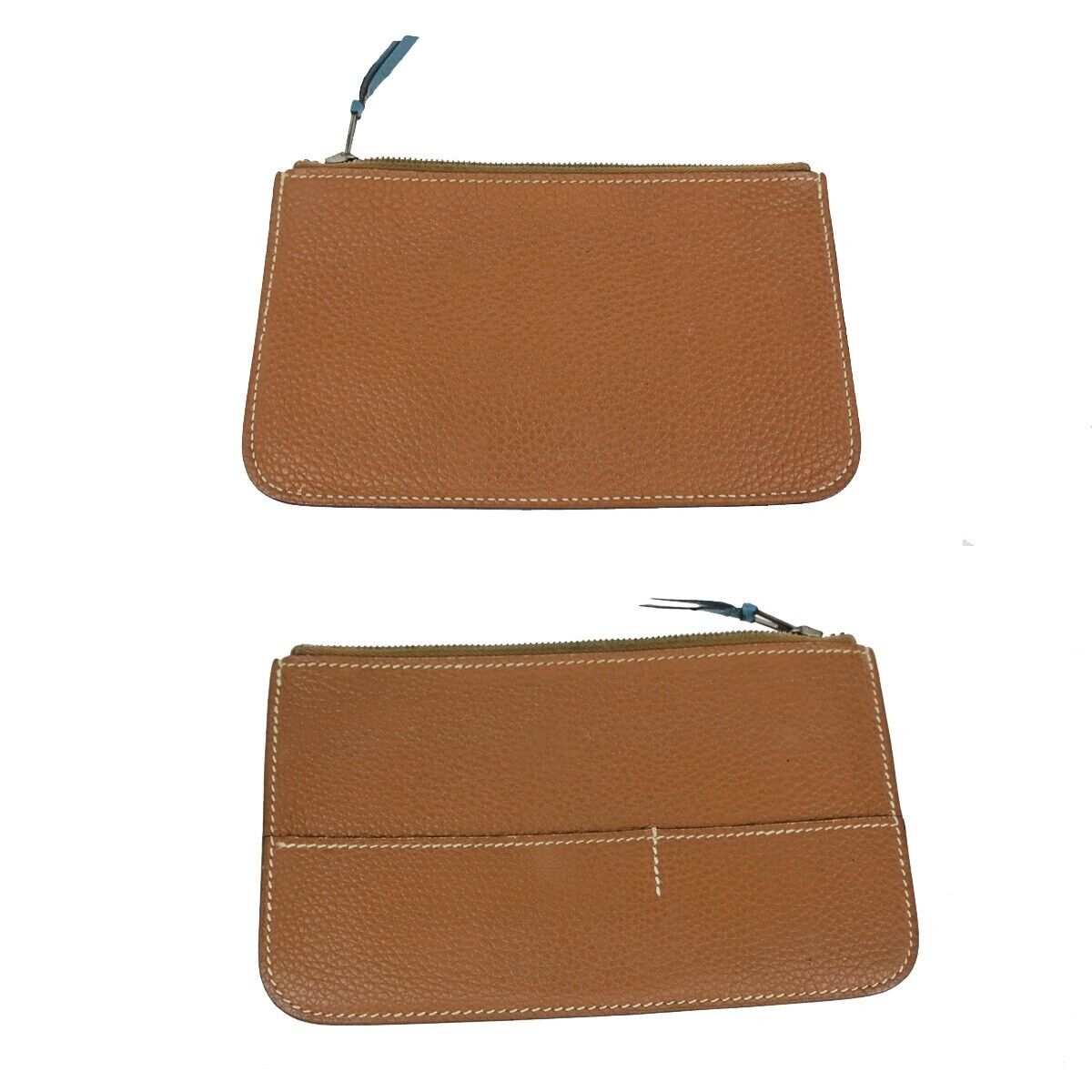 HERMES Dogon GM Coin Case Bicolor Bifold Wallet Togo Leather Bleu Jean 32KA284