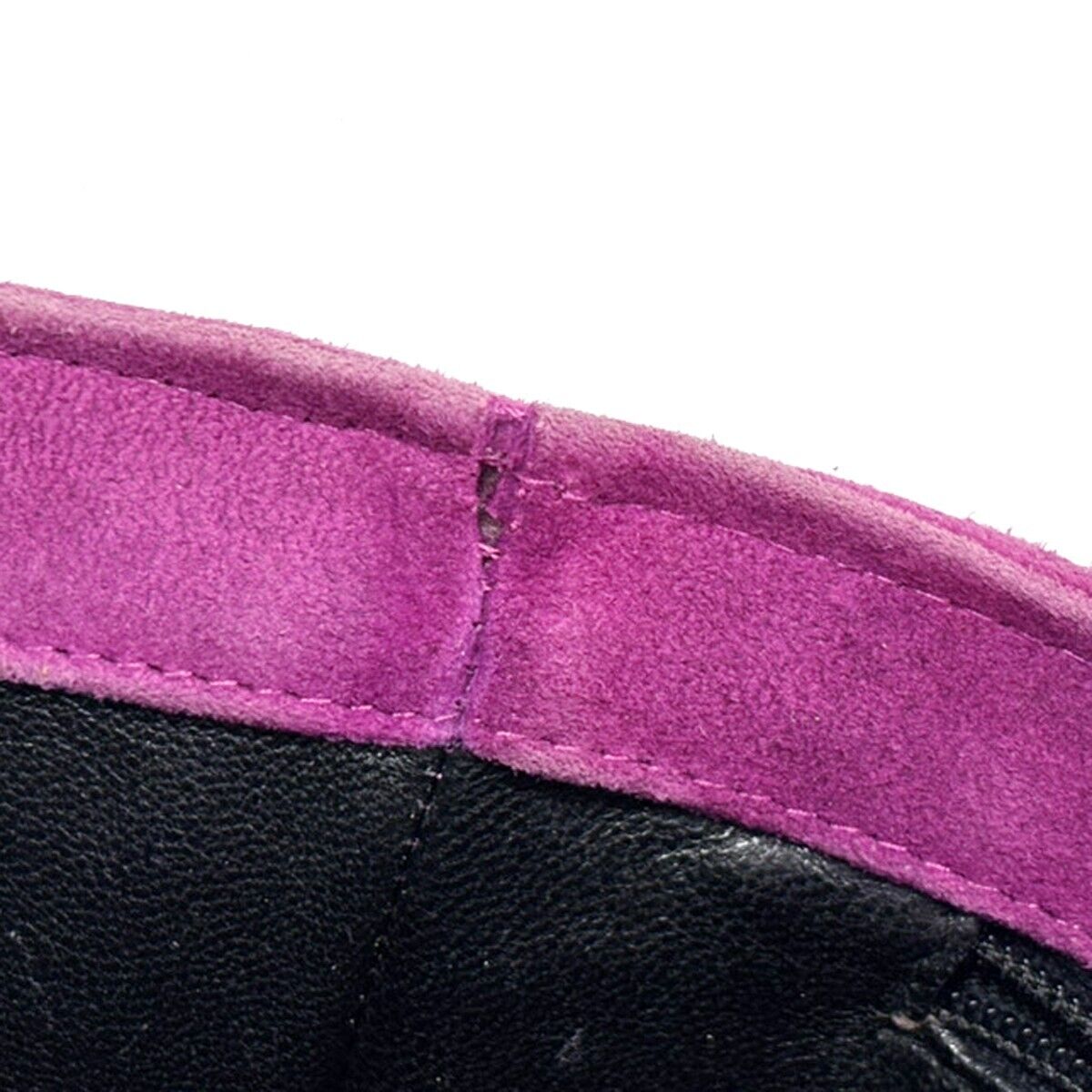 CHANEL CC Logo Fringe Shoulder Vanity Bag Suede Leather Purple Vintage 638HB349