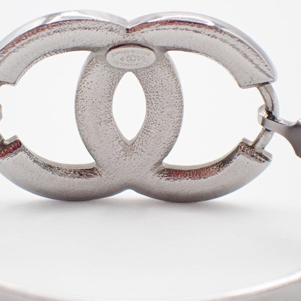 CHANEL CC Logo Rhinestone Bangle Bracelet 05P SHW Vintage Accessory 76RL875