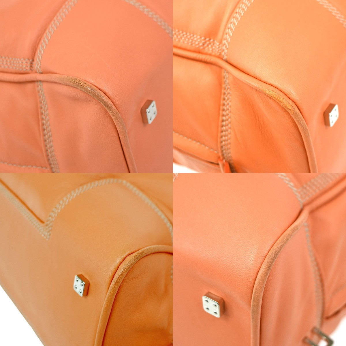LOEWE Logo AMAZONA 36 Anagram Hand Bag Nappa Leather Orange SHW Spain 14RL980