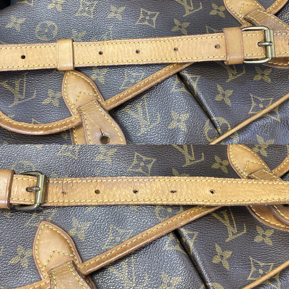 LOUIS VUITTON Gibeciere MM Shoulder Bag Monogram Leather Brown M42247 36YF451